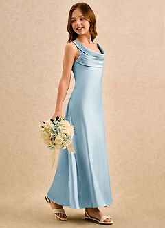 Azazie Raspberry Girls Formal Flower Girl Klänningar Klä A-Line i Stretch Satin Plisserad image3