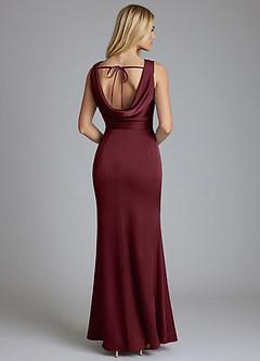 Azazie Tallie Bridesmaid Dresses Cabernet Mermaid Pleated Stretch Satin Dress image6
