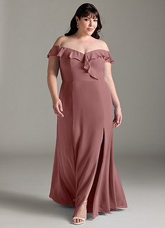 Azazie Sophie Jurken voor bruidsmeisjes Converteerbaar Jurk van Chiffon met A-Lijn Off the Shoulder Woestijnroos image6