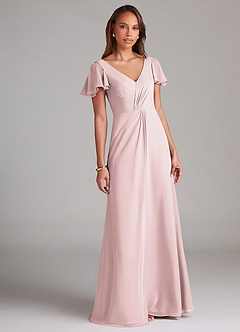 Azazie Soren Bridesmaid Dresses Blushing Pink A-Line Ruched Chiffon Dress image1