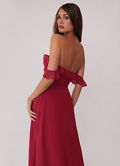 Barbie ♥ Azazie Bridesmaid Dresses Burgundy A-Line Off the Shoulder Chiffon Convertible Dress image5