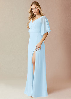 Azazie Cierra At-home Try On Dresses Wisteria A-Line V-Neck Chiffon Dress image3