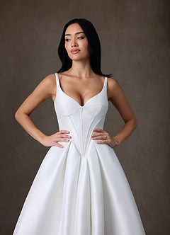 Azazie Anijah Wedding Dresses Diamond White Ball-Gown Stretch Mikado Dress image3