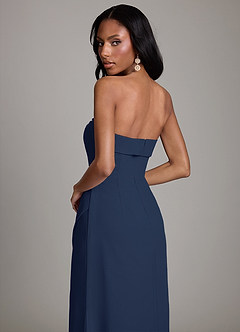 Azazie Aretha Bridesmaid Dresses Dark Navy A-Line Strapless Chiffon Dress image4