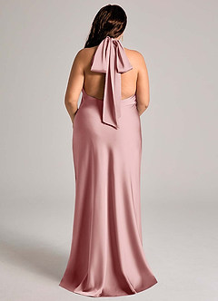 Azazie Velli Bridesmaid Dresses Dusty Rose Mermaid High Neck Stretch Satin Dress image7