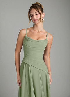 Azazie Gabriela Bridesmaid Dresses Pistachio A-Line Corset Chiffon Dress image9