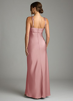 Azazie Ellia Brautjungfernkleider Etui Schleifen Stretch-Satin Kleid Altrosa image5
