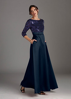 Azazie Carole Final Sale Dark Navy A-Line Sequins Dress image3