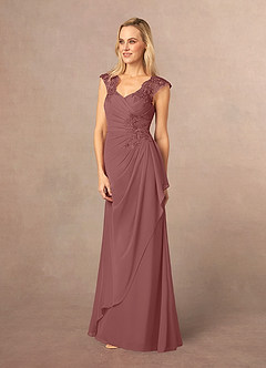 Azazie Gladys Mother of the Bride Dresses A-Line Queen Anne Lace Chiffon Floor-Length Dress image3