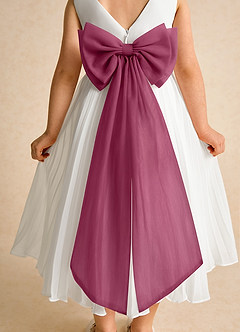 Azazie Margot Flower Girl Dresses Ivory Mulberry A-Line Pleated Chiffon Dress image8