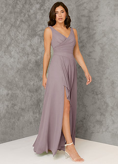 Azazie Kori Brautjungfernkleider A-Linie Plissee Chiffon Kleid Dämmerung image1