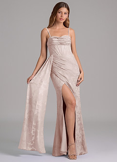 Azazie Amyra Bridesmaid Dresses Blushing Pink Mermaid Off the Shoulder Floral Burnout Convertible Dress image6