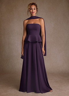 Azazie Josabeth Moeder van de bruid jurken A-Lijn Jurk van Chiffon Geplooid Pruim image5