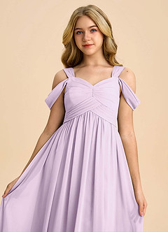 Azazie Lianne Junior Frosted Lilac A-Line Off the Shoulder Chiffon Dress image4