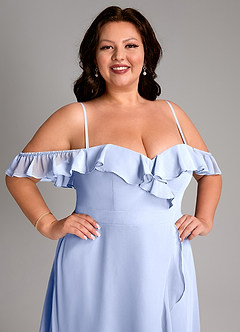 Azazie Lyra Vestidos de madrinha de casamento Vestido Gelo de Chiffon de Linha A com Conversível image17