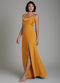 Azazie Jayden Bridesmaid Dresses Butterscotch A-Line Side Slit Chiffon Dress image6