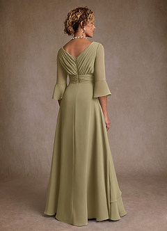 Azazie Eire vestidos de madre de la novia Vestido de Musgo Verde de Gasa de Corte en A con Plisado image2