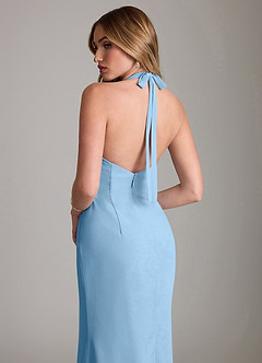 Azazie Valerie Bridesmaid Dresses Steel Blue Mermaid Pleated Chiffon Dress image6