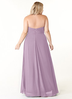 Azazie Tessie Robes de demoiselle d'honneur Robe Trapèze en Mousseline de soie Col V plissé Glycine image7