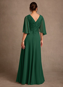 Azazie Tilda Abiti per la Madre della Sposa Abito A-Line in Chiffon Pizzo Verde Scuro image2