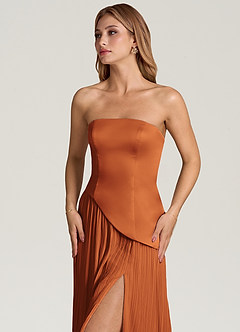 Azazie Tierney Bridesmaid Dresses Cinnamon A-Line Strapless Chiffon Convertible Dress image2