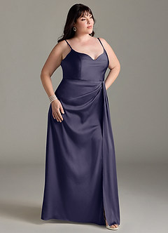 Azazie Brielle Bridesmaid Dresses Stormy A-Line Cowl Spaghetti Straps Stretch Satin Dress image9