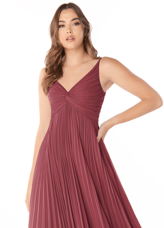 Azazie Raychelle Bridesmaid Dresses Merlot A-Line V-Neck Chiffon Dress image5