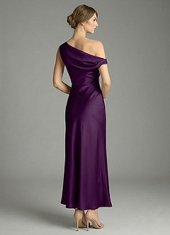 Azazie Emerson Bridesmaid Dresses Grape Mermaid Off the Shoulder Stretch Satin Dress image6