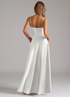 Azazie Elle Bridesmaid Dresses White A-Line Pleated Stretch Satin Dress image7