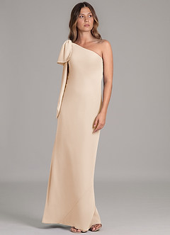 Azazie Capri Bridesmaid Dresses White Alabaster A-Line One Shoulder Chiffon Dress image5