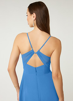 Azazie Minie Jurken voor bruidsmeisjes Jurk van Chiffon met A-Lijn Boog Blauwe Gaai image7