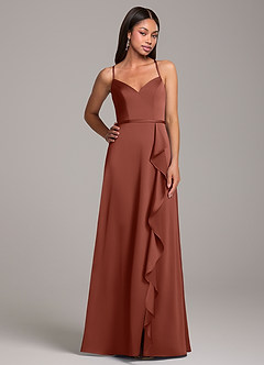 Azazie Naeem Bridesmaid Dresses Auburn A-Line Stretch Satin Dress image5
