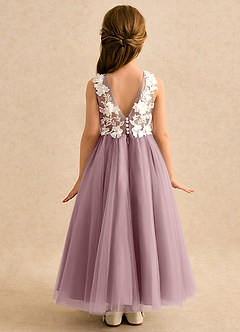 Azazie Mixie Jurken voor bloemenmeisjes Baljurk Jurk van Kant Stoffige Roos image4