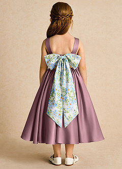 Azazie Doodlebug vestidos de niña de las flores Vestido de Malva Vintage de Satin Mate de Corte En A con Lazo image1