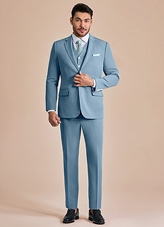front James Light Blue Structured Stretch 3-piece suit