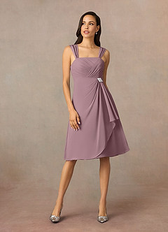 Azazie Olivia Abiti per la Madre della Sposa Abito A-Line in Chiffon Plissettato con Scollo Quadrato Rosa Polverosa image3