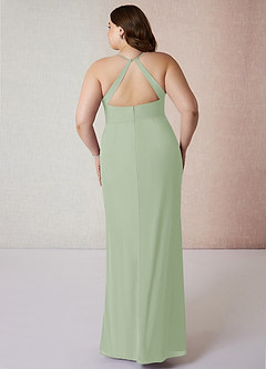Azazie Becca Abiti da Damigella Abito Tubino in Chiffon con Scollo a V Verde Salvia image8