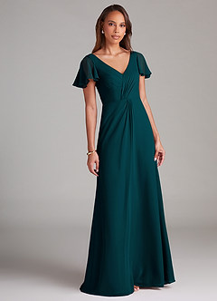 Azazie Soren Bridesmaid Dresses Pine A-Line Ruched Chiffon Dress image1