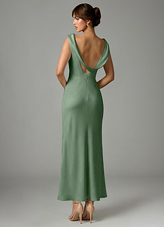 Azazie Kieryn Robes de demoiselle d'honneur Robe Sirène en Satin extensible Plissée Matcha image5