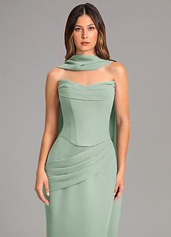 Azazie Sorrel Bridesmaid Dresses Agave Mermaid Corset Chiffon Dress image6