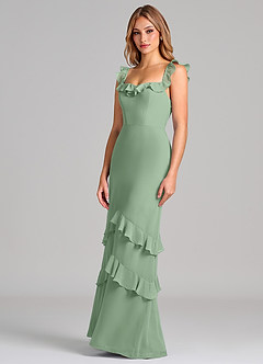 Azazie Marilynn Final Sale Matcha Mermaid Off the Shoulder Chiffon Dress image7