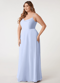 Azazie Daenerys Bridesmaid Dresses Ice A-Line Cowl Chiffon Dress image10