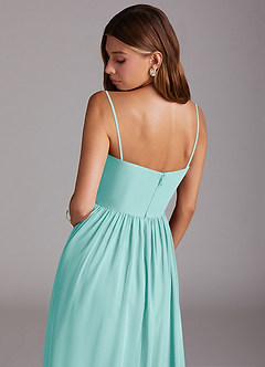 Azazie Calianna Bridesmaid Dresses Aqua A-Line Off the Shoulder Chiffon Convertible Dress image8