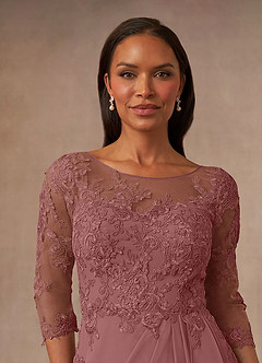 Azazie Calanthe Mère de la mariée Robes Robe Trapèze en Mousseline de soie Décolleté Rose Du Désert image8