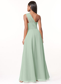 Azazie Ashley Bridesmaid Dresses Agave A-Line Ruched Chiffon Dress image2
