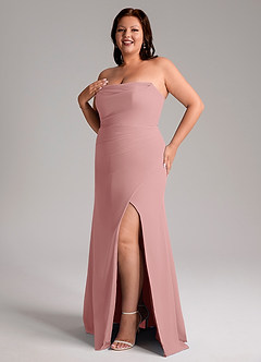 Azazie Leonis Bridesmaid Dresses Dusty Rose Sheath Strapless Chiffon Convertible Dress image13