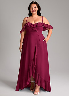 Azazie Lyra Bridesmaid Dresses Burgundy A-Line Chiffon Convertible Dress image16