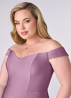 Barbie ♥ Azazie Bridesmaid Dresses Wisteria A-Line Off the Shoulder Stretch Satin Convertible Dress image11