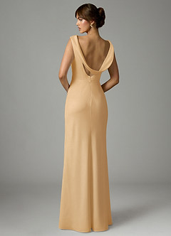 Azazie Kieryn Robes de demoiselle d'honneur Robe Sirène en Satin extensible Plissée Or image5