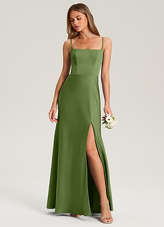 Azazie Lidia Bridesmaid Dresses Juniper Mermaid Side Slit Stretch Satin Dress image1